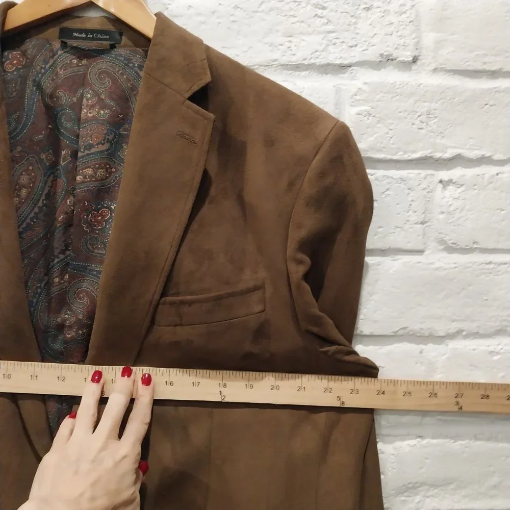 Ralph Lauren Sport Coat 44 L Brown Microsuede Brown Blazer Jacket Preppy Designe